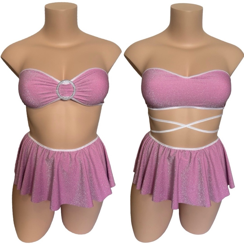 Pink Glitter Two-Piece exotic Dance or rave Costume